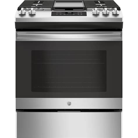 slide in steel gas range open box|ge slide in stove reviews.